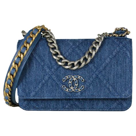 chanel 19 denim wallet on chain|chanel wallet on chain details.